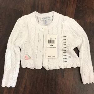 Baby girl white cardigan sweater